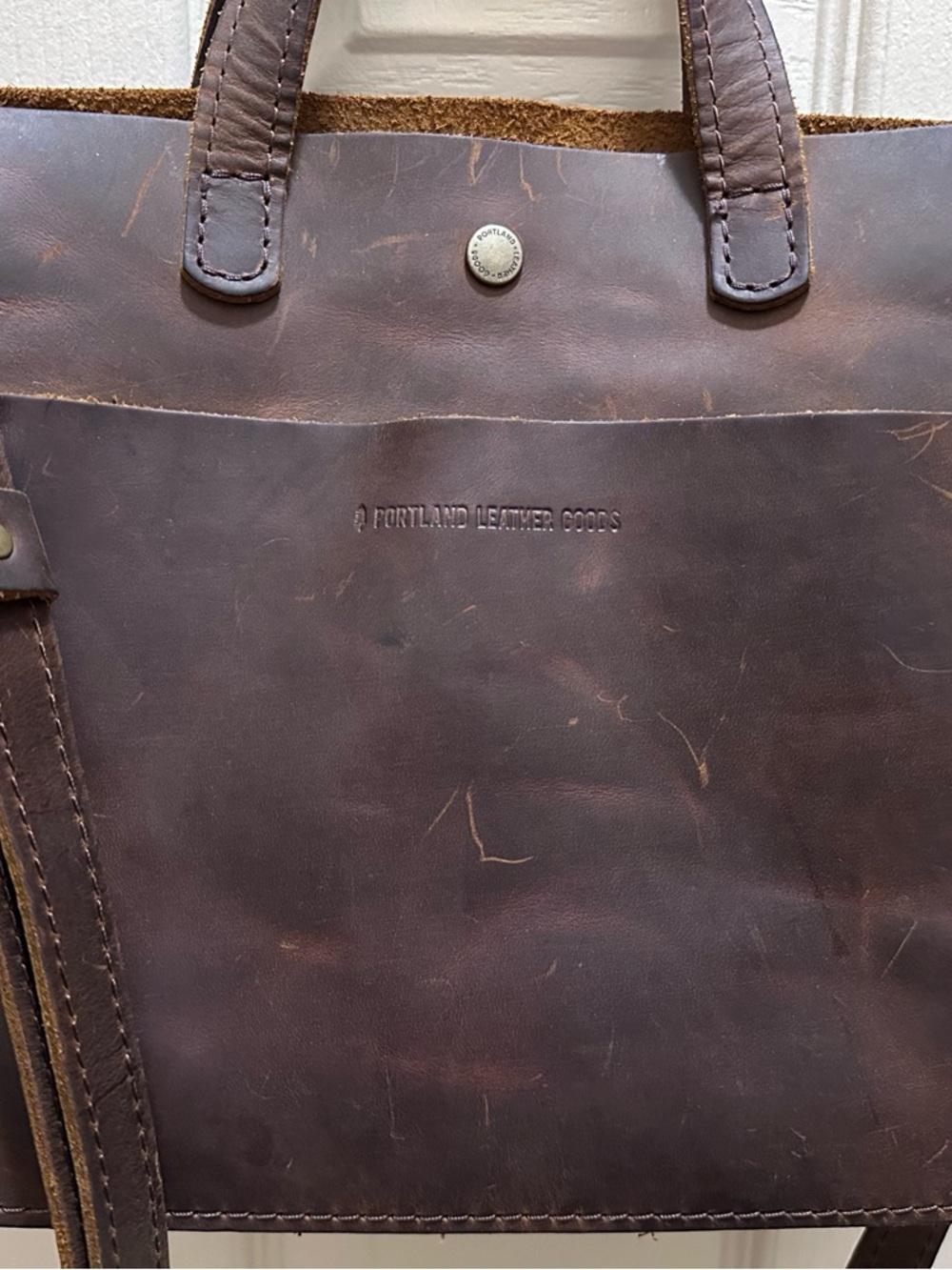 Portland Leather Goods Mini Crossbody Tote Grizzly Smooth Leather - Picture 8 of 8